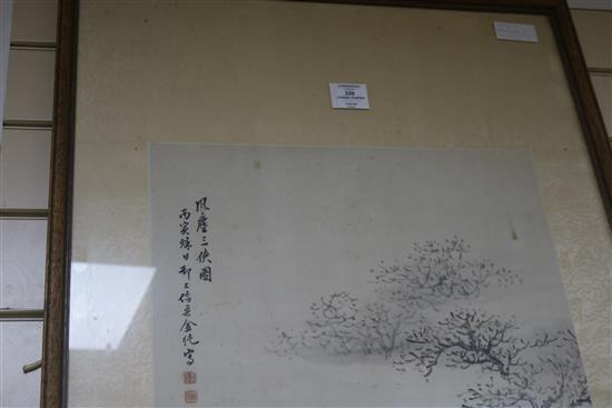 A Chinese watercolour on paper scroll painting 106 x 40cm